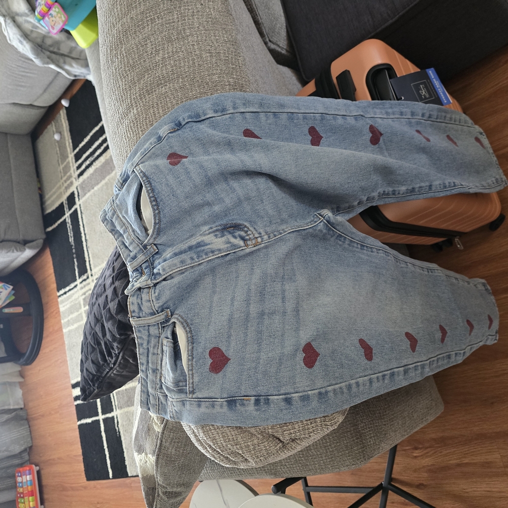 Blue Jeans with Red Heart Accents